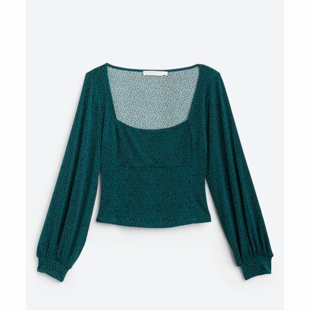 Lush Teal Long Sleeve Crop Top
